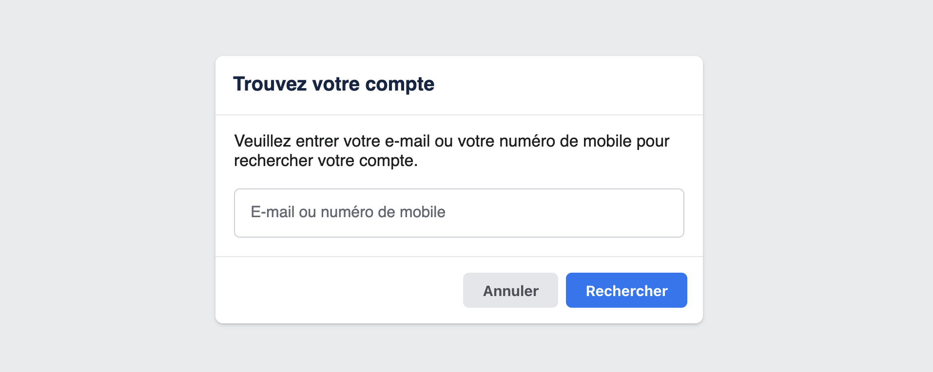 Retrouver le compte facebook d'une adresse mail