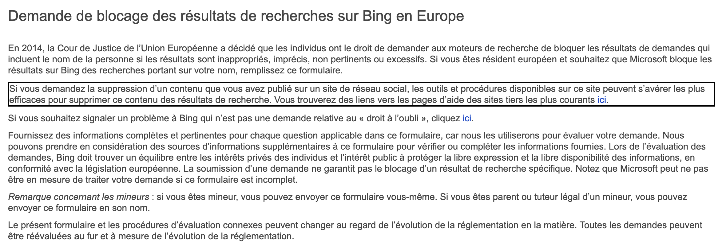 Supprimer vos informations personnelles sur le moteur de recherche Bing et Google